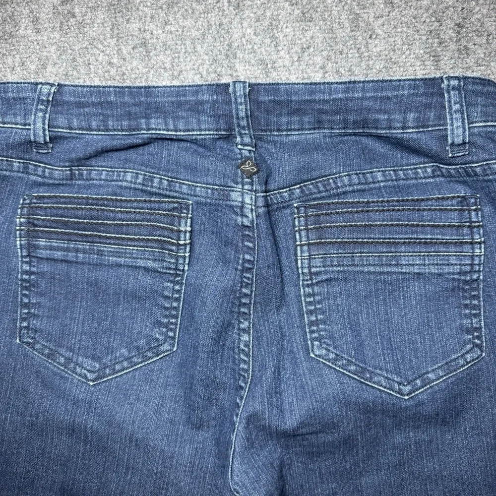 PrAna Jeans Women 10/30 Tall Inseam Blue Mid Rise Straight Organic Cotton Blend